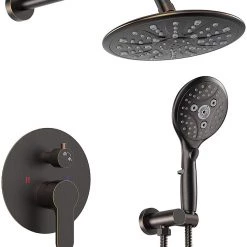 Pete's Tools & Home Improvement SunCleanse Oil Rubbed Bronze Shower System, Shower Faucet Sets Complete With Rain Shower Head And 7-Settings Handheld Shower Spray, Included Rough In Valve And Trim Kit Bathtub & Shower Systems