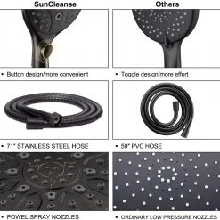 Pete's Tools & Home Improvement SunCleanse Oil Rubbed Bronze Shower System, Shower Faucet Sets Complete With Rain Shower Head And 7-Settings Handheld Shower Spray, Included Rough In Valve And Trim Kit Bathtub & Shower Systems