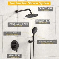 Pete's Tools & Home Improvement SunCleanse Oil Rubbed Bronze Shower System, Shower Faucet Sets Complete With Rain Shower Head And 7-Settings Handheld Shower Spray, Included Rough In Valve And Trim Kit Bathtub & Shower Systems