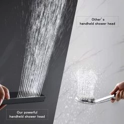 Pete's Tools & Home Improvement ESNBIA 12 Inch Ceiling Mount Brushed Nickel Shower System Bathroom Luxury Rain Mixer Shower Combo Set Ceiling Rainfall Shower Head System (Contain Shower Faucet Rough-In Valve Body And Trim)