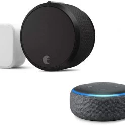 Pete's Tools & Home Improvement Smart Locks August Smart Lock Pro + Connect Bridge In Dark Gray. Works With Z-Wave, HomeKit & Alexa - Includes Echo Dot (3rd Gen In Charcoal)