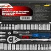 40 Pieces - EPAuto 1/4-Inch & 3/8-Inch Drive Socket Set With 72 Teeth Reversible Ratchet Tools