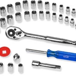 40 Pieces - EPAuto 1/4-Inch & 3/8-Inch Drive Socket Set With 72 Teeth Reversible Ratchet Tools