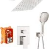 Pete's Tools & Home Improvement POP Shower System Brushed Nickel Bathroom Rainfall Shower Faucet Set Complete Wall Mounted 8 Inch Shower Head And Handle Set With Rough-in Valve Body And Trim Kit