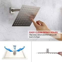 Pete's Tools & Home Improvement POP Shower System Brushed Nickel Bathroom Rainfall Shower Faucet Set Complete Wall Mounted 8 Inch Shower Head And Handle Set With Rough-in Valve Body And Trim Kit