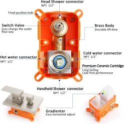 Pete's Tools & Home Improvement POP Shower System Brushed Nickel Bathroom Rainfall Shower Faucet Set Complete Wall Mounted 8 Inch Shower Head And Handle Set With Rough-in Valve Body And Trim Kit