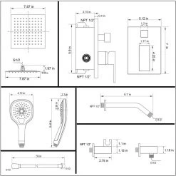 Pete's Tools & Home Improvement POP Shower System Brushed Nickel Bathroom Rainfall Shower Faucet Set Complete Wall Mounted 8 Inch Shower Head And Handle Set With Rough-in Valve Body And Trim Kit