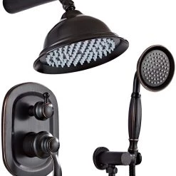 Pete's Tools & Home Improvement NEWRAIN Oil Rubbed Bronze Shower System,Ceiling Shower Faucet Set For Bathroom With High Pressure 8" Rain Shower Head And 3-Setting Handheld Shower Head Set,Wall Mounted Bathtub & Shower Systems