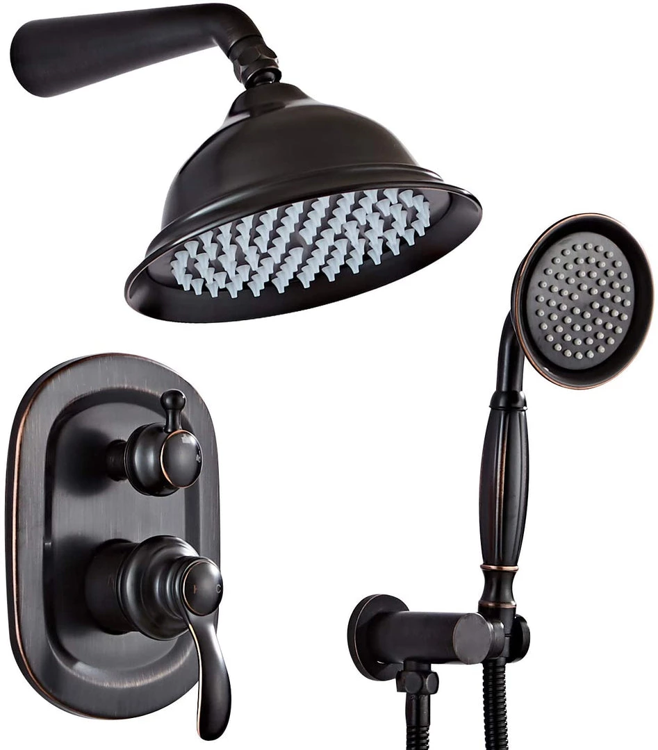 Pete's Tools & Home Improvement NEWRAIN Oil Rubbed Bronze Shower System,Ceiling Shower Faucet Set For Bathroom With High Pressure 8" Rain Shower Head And 3-Setting Handheld Shower Head Set,Wall Mounted Bathtub & Shower Systems