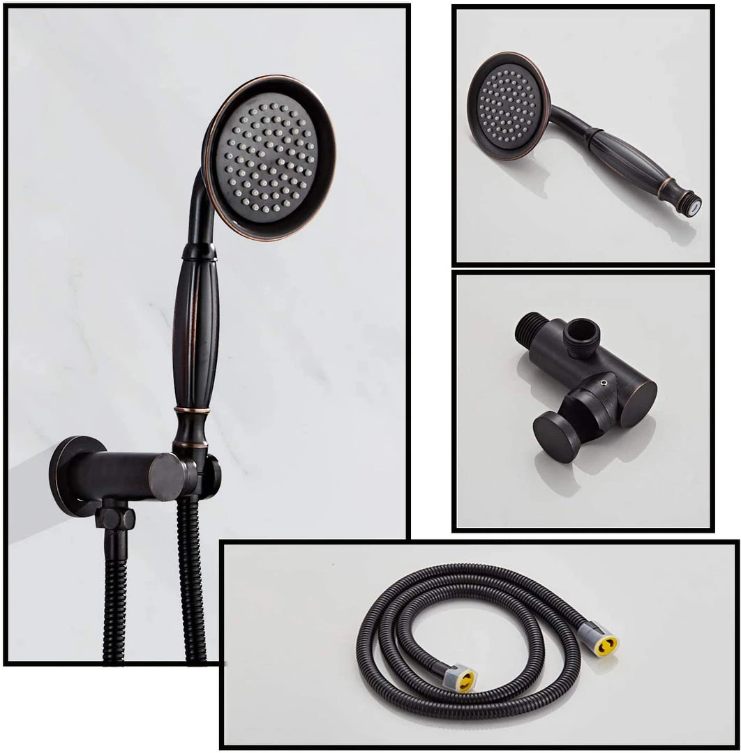 Pete's Tools & Home Improvement NEWRAIN Oil Rubbed Bronze Shower System,Ceiling Shower Faucet Set For Bathroom With High Pressure 8" Rain Shower Head And 3-Setting Handheld Shower Head Set,Wall Mounted Bathtub & Shower Systems