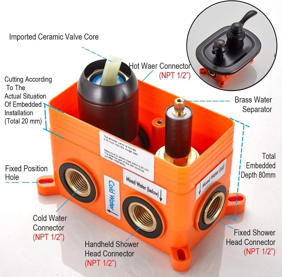 Pete's Tools & Home Improvement NEWRAIN Oil Rubbed Bronze Shower System,Ceiling Shower Faucet Set For Bathroom With High Pressure 8" Rain Shower Head And 3-Setting Handheld Shower Head Set,Wall Mounted Bathtub & Shower Systems