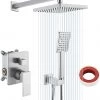 Pete's Tools & Home Improvement KES Shower System Shower Faucets Sets Complete Rain Shower Head With Handheld Shower Valve And Trim Kit Brushed Finish, XB6223-BN
