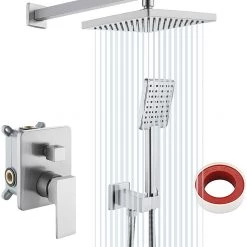 Pete's Tools & Home Improvement KES Shower System Shower Faucets Sets Complete Rain Shower Head With Handheld Shower Valve And Trim Kit Brushed Finish, XB6223-BN
