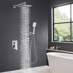 Pete's Tools & Home Improvement KES Shower System Shower Faucets Sets Complete Rain Shower Head With Handheld Shower Valve And Trim Kit Brushed Finish, XB6223-BN