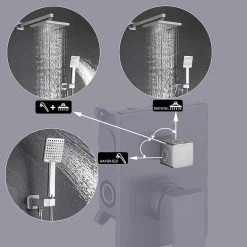 Pete's Tools & Home Improvement KES Shower System Shower Faucets Sets Complete Rain Shower Head With Handheld Shower Valve And Trim Kit Brushed Finish, XB6223-BN