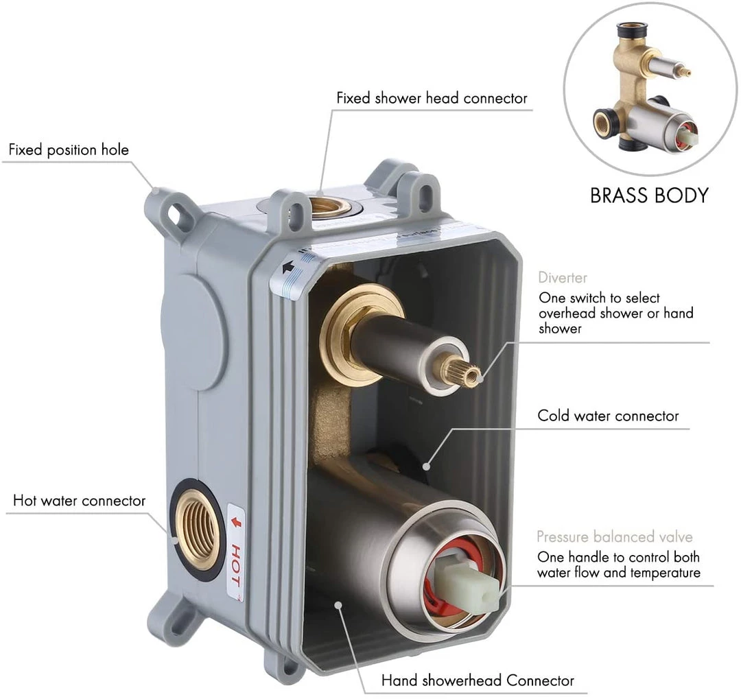 Pete's Tools & Home Improvement KES Shower System Shower Faucets Sets Complete Rain Shower Head With Handheld Shower Valve And Trim Kit Brushed Finish, XB6223-BN
