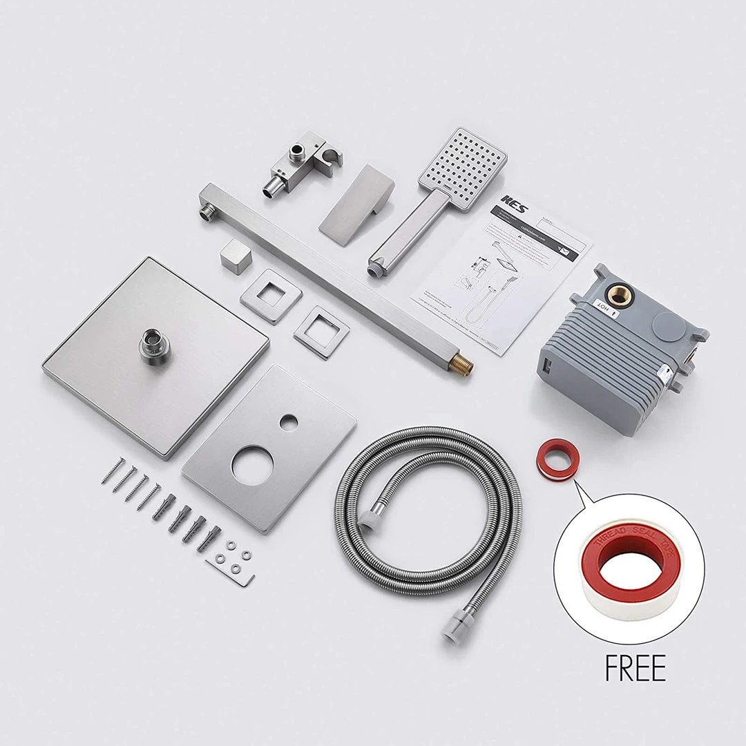 Pete's Tools & Home Improvement KES Shower System Shower Faucets Sets Complete Rain Shower Head With Handheld Shower Valve And Trim Kit Brushed Finish, XB6223-BN