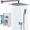 Pete's Tools & Home Improvement Rugus Shower System，Luxury Rain Mixer Shower Combo Set Wall Mounted Rainfall Shower Head System，10 Inch Square Rain Shower Head，Brushed Nickel(Contain Shower Faucet Rough-in Valve Body And Trim) Bathtub & Shower Systems