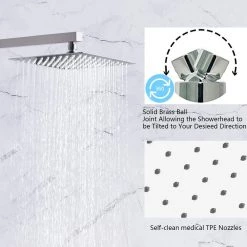 Pete's Tools & Home Improvement Rugus Shower System，Luxury Rain Mixer Shower Combo Set Wall Mounted Rainfall Shower Head System，10 Inch Square Rain Shower Head，Brushed Nickel(Contain Shower Faucet Rough-in Valve Body And Trim) Bathtub & Shower Systems