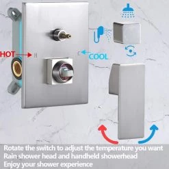 Pete's Tools & Home Improvement Rugus Shower System，Luxury Rain Mixer Shower Combo Set Wall Mounted Rainfall Shower Head System，10 Inch Square Rain Shower Head，Brushed Nickel(Contain Shower Faucet Rough-in Valve Body And Trim) Bathtub & Shower Systems