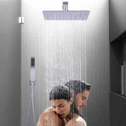 Pete's Tools & Home Improvement Rugus Shower System，Luxury Rain Mixer Shower Combo Set Wall Mounted Rainfall Shower Head System，10 Inch Square Rain Shower Head，Brushed Nickel(Contain Shower Faucet Rough-in Valve Body And Trim) Bathtub & Shower Systems