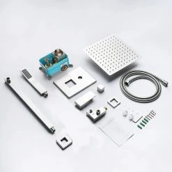 Pete's Tools & Home Improvement Rugus Shower System，Luxury Rain Mixer Shower Combo Set Wall Mounted Rainfall Shower Head System，10 Inch Square Rain Shower Head，Brushed Nickel(Contain Shower Faucet Rough-in Valve Body And Trim) Bathtub & Shower Systems