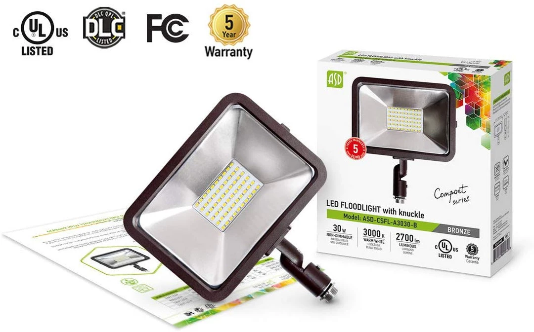 ASD LED 30W Floodlight With Knuckle Mount, Super Slim, Compact SMD Outdoor Landscape Waterproof Electrical & Lighting
