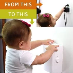 Wappa Baby Baby Safety Outlet Cover BOX [Patent Pending] Double Lock For Much Better Toddler Proofing, Easier Operation,