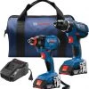 Tools Bosch GXL18V-232B22 18V 2-Tool Kit With 1/2 In. Compact Tough Drill/Driver
