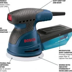 Bosch ROS20VSC Palm Sander - 2.5 Amp 5 In. Corded Variable Speed Random Orbital Sander