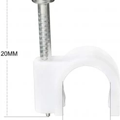 Cable Clips 8mm 200pcs White,SHD Cable Tacks Nail In Clamps Cable Straps Wire Staples Round Cord Management Cable & Cable Management