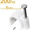 Cable Clips 8mm 200pcs White,SHD Cable Tacks Nail In Clamps Cable Straps Wire Staples Round Cord Management Cable & Cable Management