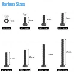 DYWISHKEY 420 Pieces M2 X 4mm/6mm/8mm/10mm/12mm/16mm/20mm, 12.9 Grade Alloy Steel Hex Socket Head Cap Bolts Screws Nuts Kit With Hex Wrench