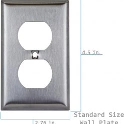 ENERLITES 7721-10PCS Duplex Receptacle Outlet Metal Wall Plate, Stainless Steel Outlet Cover