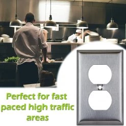 ENERLITES 7721-10PCS Duplex Receptacle Outlet Metal Wall Plate, Stainless Steel Outlet Cover