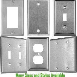 ENERLITES 7721-10PCS Duplex Receptacle Outlet Metal Wall Plate, Stainless Steel Outlet Cover