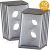 ENERLITES 7721-10PCS Duplex Receptacle Outlet Metal Wall Plate, Stainless Steel Outlet Cover