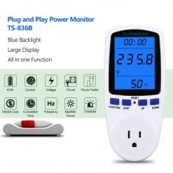 Electrical & Lighting FLOUREON Power Meter AC 110V~130V 15A Max US Scoket Energy Power Monitor LCD Blue Backlight