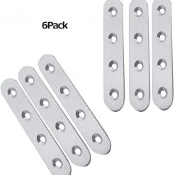 OHIYO Flat Straight Brace，Flat Brackets 6PCS Stainless Steel Bracket Connector Heavy Duty Shelf Furniture Mending Repair Plates Fixing Bracket Connector