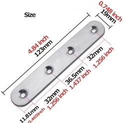 OHIYO Flat Straight Brace，Flat Brackets 6PCS Stainless Steel Bracket Connector Heavy Duty Shelf Furniture Mending Repair Plates Fixing Bracket Connector