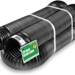 Flex-Drain 51110 Flexible/Expandable Landscaping Drain Pipe, Solid, 4-Inch By 25-Feet