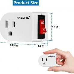 K KASONIC Electrical & Lighting Grounded Outlet Adapter 2 Pack, Kasonic 3 Prong Grounded Single Port Power Adapter; With On/Off Switch
