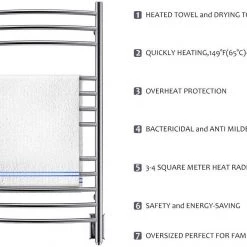 HEATGENE Towel Warmer Wall Mount Electric Plug-in/Hardwired Heated Towel Rack Brush Finish