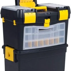 Stalwart Heavy Duty Rolling Toolbox With Foldable Comfort Handle & Removable Top Storage Tools