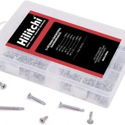 Screws, Nails & Fixing Hilitchi 240 Pcs 410 Stainless Steel Flat Head Phillips Self Drilling Screws Sheet Metal Tek Screws Assortment Kit, Modified Truss Head Self Driller