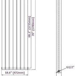 Hudson Reed - Revive Vertical Double Designer Radiator With Angled Valves In White