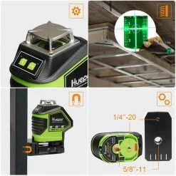 Huepar Self-Leveling Green Laser Level 360 Cross Line Tools
