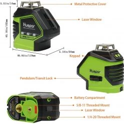 Huepar Self-Leveling Green Laser Level 360 Cross Line Tools