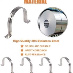 Screws, Nails & Fixing Keadic 30Pcs M90 Two Hole Strap U Bracket Tube Strap Tension Clips Stainless Steel Heavy Duty Rigid Pipe Strap Clamp, For Pipe Fixing On Various Surfaces And Support Structures