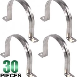 Screws, Nails & Fixing Keadic 30Pcs M90 Two Hole Strap U Bracket Tube Strap Tension Clips Stainless Steel Heavy Duty Rigid Pipe Strap Clamp, For Pipe Fixing On Various Surfaces And Support Structures
